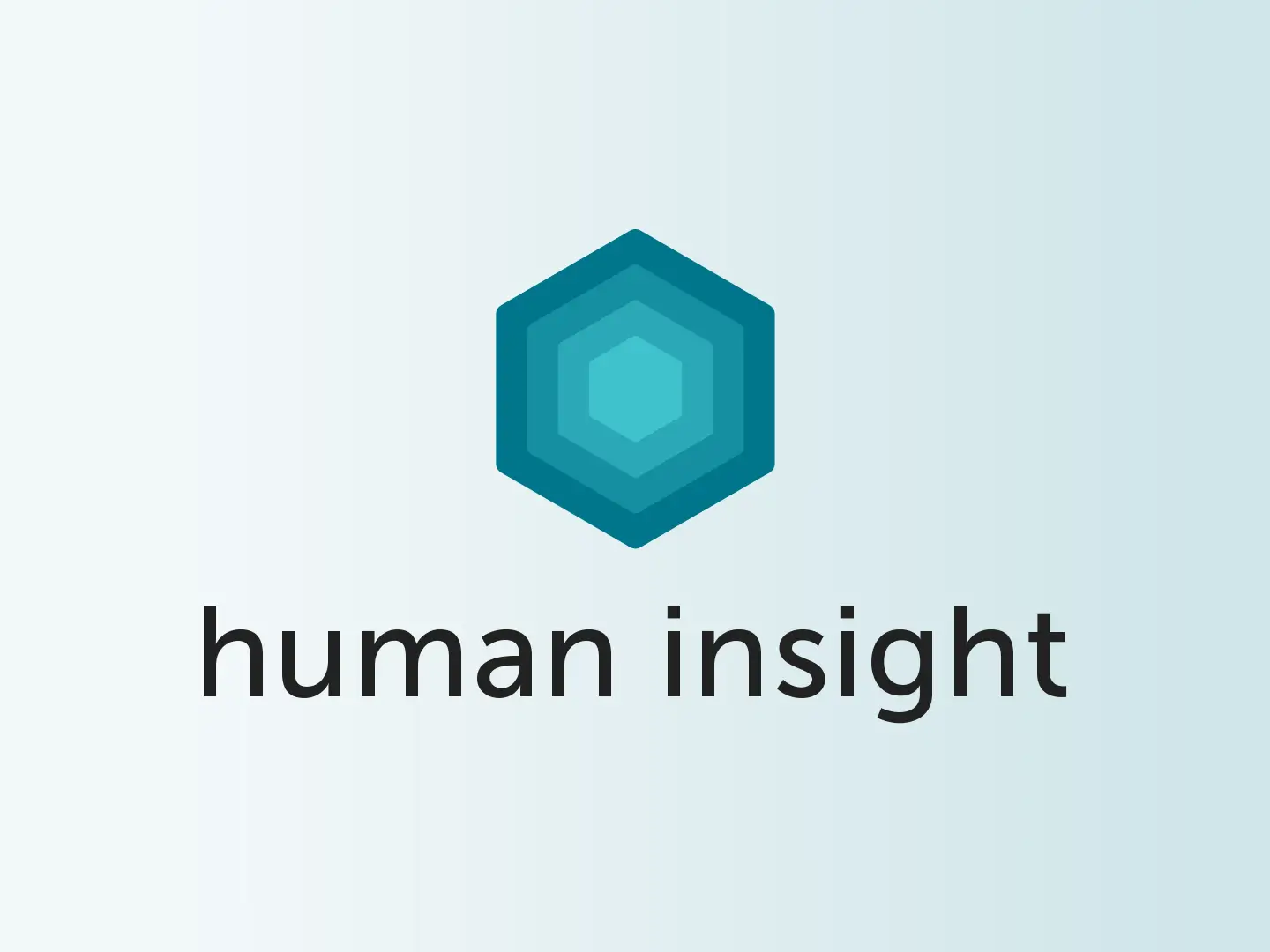 Vernieuwd Human Insight hoofdlogo met teal hexagon-embleem.