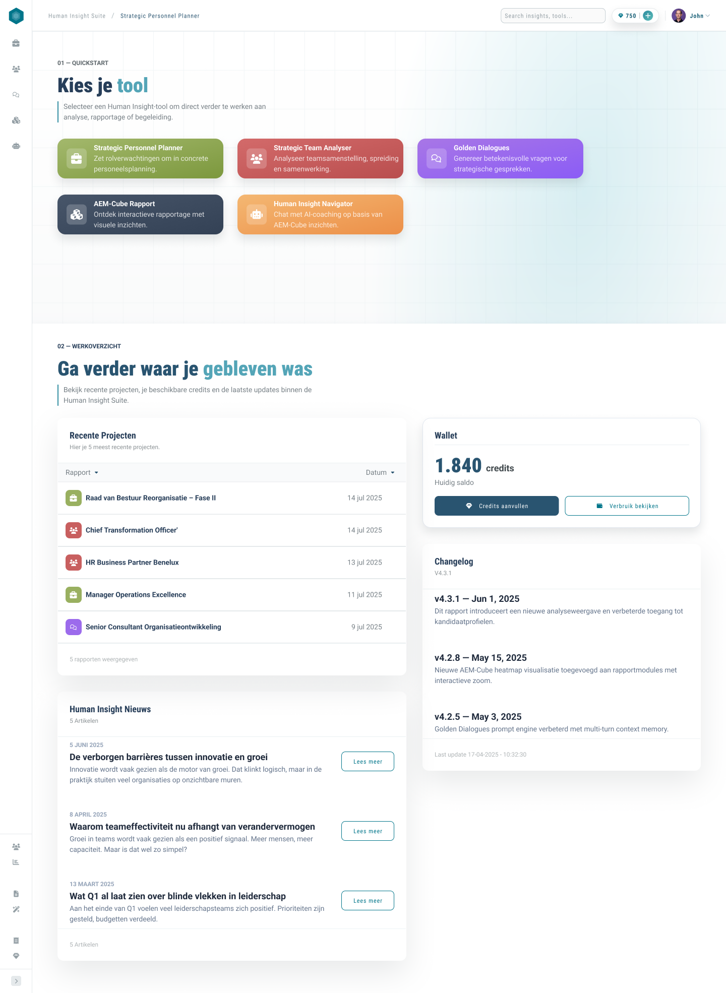 V3 suite dashboard